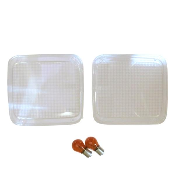 TL-32 バックシャン クリアウインカーレンズキット 2枚組(FK用)【キット内容】クリアレンズ　2枚オレンジ球(24V25W)2個ご注文時、必ずレンズ刻印とネジ間サイズをご確認下さい。レンズ刻印:KOITOネジ間サイズ:ヨコ105mmタ...