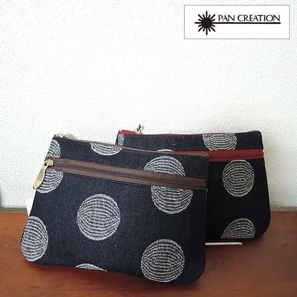 デニムバッグ ポーチ 物入れ ドット柄 PAN CREATION パン