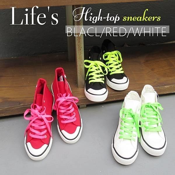 スニーカー レディーススニーカー ハイカット ポップ カジュアルシューズ 靴 黒 レッド ホワイト 23 0cm 23 5cm 24 0cm 24 5cm 送料無料 Sho033 Rovel 通販 Yahoo ショッピング