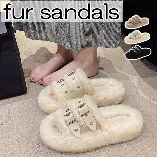 ファーサンダル ボアサンダル レディース 靴 もこもこ モコモコ ファー