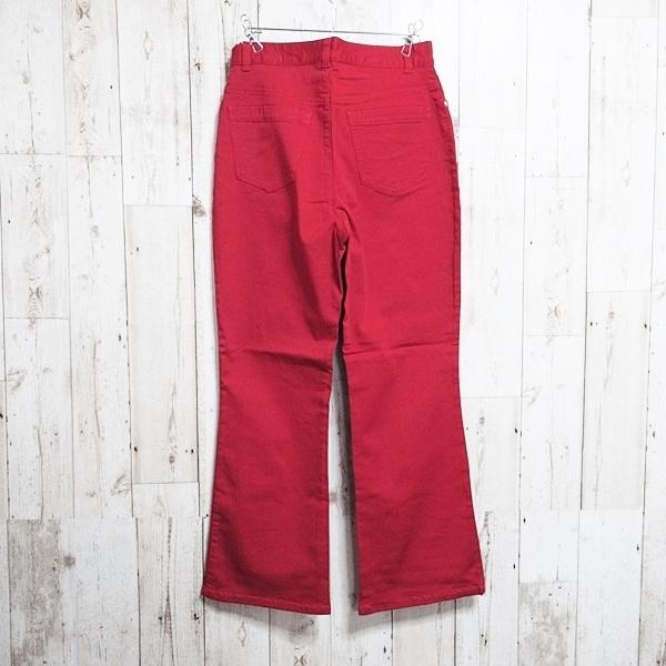 パンツ レディースパンツ ボトムス カジュアルパンツ フレア レッド 赤