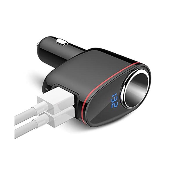 Timloon シガーソケット USB カーチャージャー 増設 Quick Charge 3.0 急速充電車載充電器 2USBポート 100W