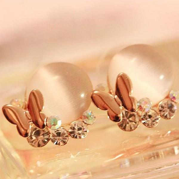 残2♥ヴィンテージローズとスクエアクリアのスワロフスキーイヤーカフ