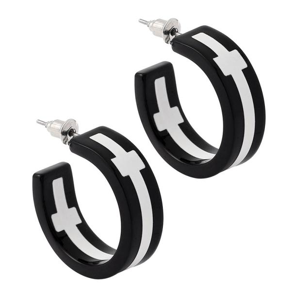 送料無料 ピアス クロス コスプレ フープピアス 十字架 推し活 パンク