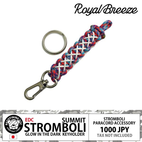 EDC STROMBOLI SUMMITミニツール、カギ、等を携帯できる便利なパラコードランヤード・キーホルダー。1メートル程のパラシュートコードで編まれたタフなアクセサリーです。白のステッチは蓄光なので暗闇でぼんやり光ります。すぐに使える...