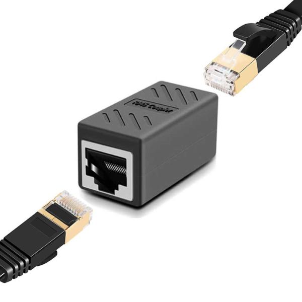 LANケーブル 延長コネクタ cat7 cat6 RJ45 中継コネクタ ギガビット対応ブラック繋ぐ便利な延長中継 LANアダプタ LAN(メス)-LAN(メス)