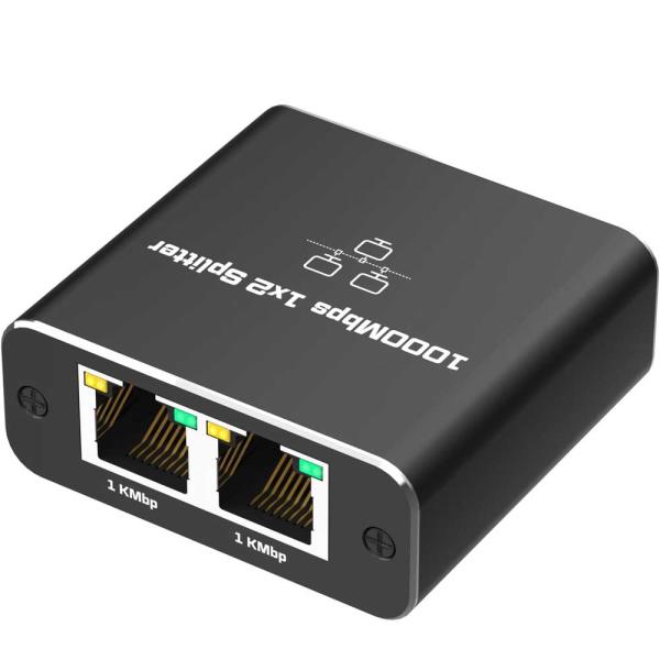 【1入力2出力】RJ45/LANネットワークスプリッタアダプタ、ギガビット1000 Mbps、LAN 分配器  イーサネットケーブルスプリッタ