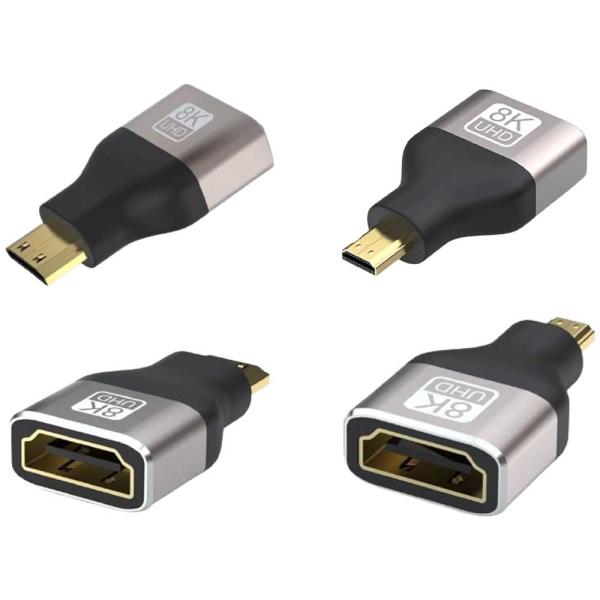8K HDMI変換アダプタ　1個下記の2種類よりお選びください。・mini HDMI 8K オス to HDMI 8K（Aタイプ）メス・micro HDMI 8K オス to HDMI 8K（Aタイプ）メス※コネクタ形状：miniHDMI ...