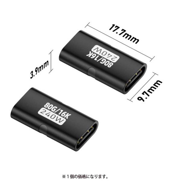 USB4 2.0対応 USB Type-C 中継延長アダプター [80Gbps超高速データ転送 / 240W急速充電 / 16K映像出力] メス-メス 両面挿し Thunderbolt 5 / 4 完全互換