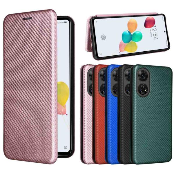 あんしんファミリースマホ A303ZT 手帳型 薄型 カーボンファイバー 炭素繊維カバー TPU 保護バンパー  財布型 マグネット式 カード収納 落下防止 softbank