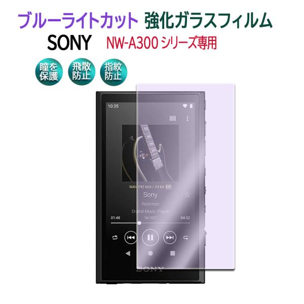 Sony NW-A300シリーズ ウォークマン 用 ブルーライトカット 強化ガラス 液晶保護フィルム 耐指紋 撥油性 表面硬度 9H 【送料無料】