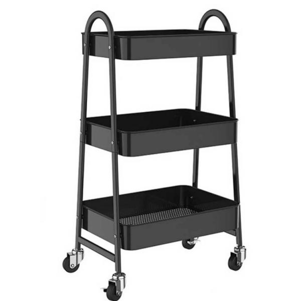 キッチンワゴン スチール製ボデイ 3段タイプ カラー2色より選択可 耐荷重45KG 幅45cm×奥行29cm×高さ75cm 収納ワゴン キャスター付き スムース移動 組立