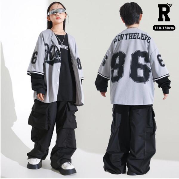 キッズダンス衣装 セットアップ ベースボール パンツ ヒップホップ hiphop kpop 韓国 子供 キッズ ダンス衣装