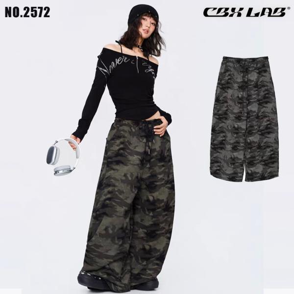 【CBX LAB】ワイドパンツ レディース  迷彩 ダンス 衣装 ワイドパンツ パンツ 秋 春 夏 練習着 レッスン着 ストリート ヒップホップ ガールズ kpop