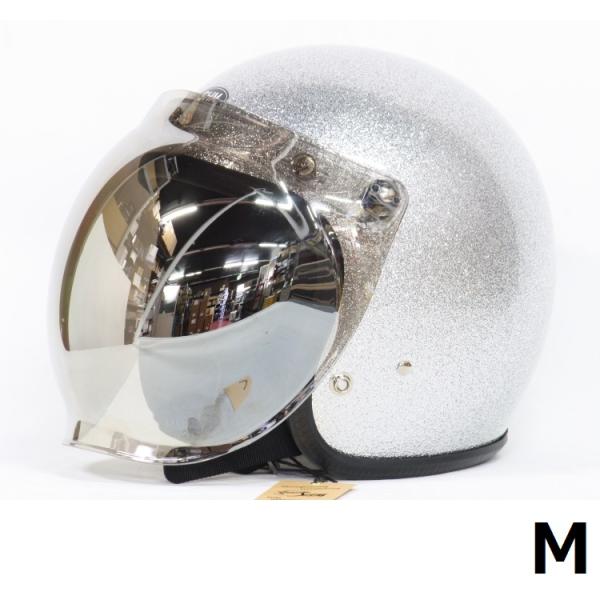 ヘルメット　ジェット　シルバー（鏡面） バブルシールド(クリア/シルバーミラー)付 SHM Lot-504 ジェット