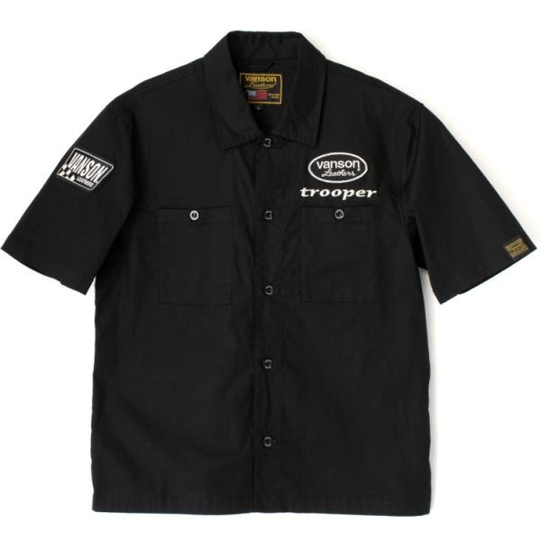 VANSON TVS2305S ワークシャツ ブラック/アイボリー サイズM VANSON 【在庫あり 即納】 XLサイズ バンソン ワークシャツ