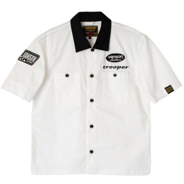 VANSON TVS2305S ワークシャツ ブラック/アイボリー サイズM VANSON 【在庫あり 即納】 Mサイズ バンソン ワークシャツ