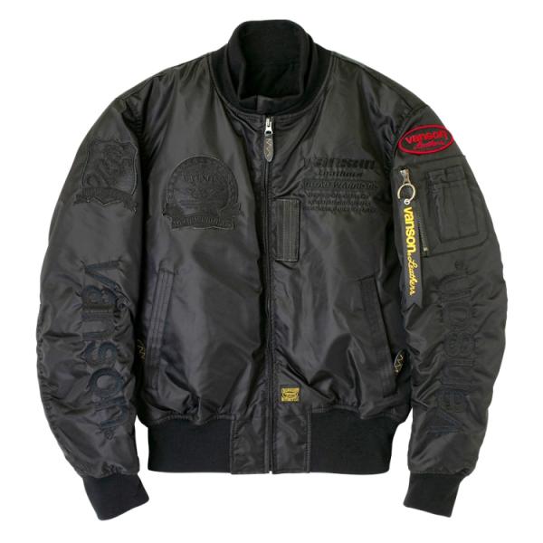 ★ VANSON TVS2408W BK/BK MA-1 ナイロン ジャケット VANSON 【在庫あり 即納】VANSON バンソン 2XLサイズ TVS2408W