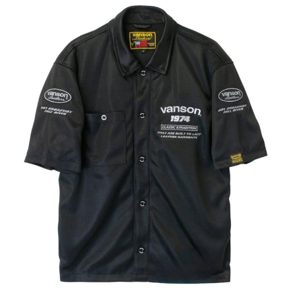 ★楽々ストレッチ素材 VANSON メッシュワークシャツ TVS2505S 半袖 VANSON（バンソン） 【在庫あり 即納】VANSON 2XLサイズ TVS2505S