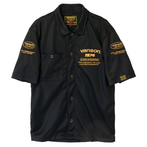 ★特価 正規VANSON メッシュワークシャツ TVS2505S 半袖 刺繍 VANSON（バンソン） 【在庫あり 即納】VANSON Mサイズ TVS2505S