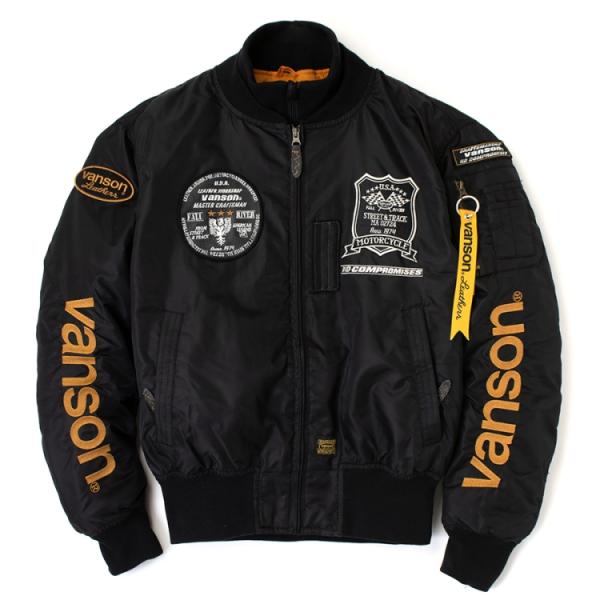 VANSON パンチング レザージャケット ブラック/イエロー L Supreme】【Vanson Leather Perforated Bomber Jacket