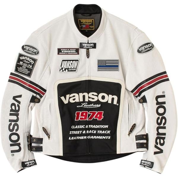 【在庫あり 即納】VANSON XLサイズ VS26105S メッシュライダースジャケット IVORY/BLACK バンソン プロテクター装備 XL