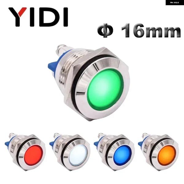 並行輸入品 16MM 防水 クロムメッキ表示灯 12V 24V 220V 緑 アンバー パイロットランプ 信号灯 ネジ端子 赤 青 白