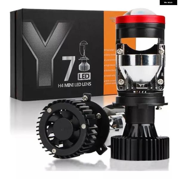 並行輸入品 Y7D 120W H4 ヘッドライト 車用 バルブ LED ミニプロジェクター レンズ 6000K ハイ/ロービーム ターボファン オート ランプ 右ハンドル 12V 24V 1800