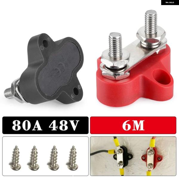 並行輸入品 ターミナルブロック M6 デュアルスタッド 80A DC 48V バスバー 電源ターミナルブロック プラス マイナス 固定配線ボルト トラック RV ボート