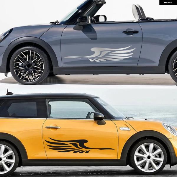 並行輸入品 MINIサイドドア 防水 カー ステッカー エンジェルウィング デカール PVCビニールボディレーシングストライプ 装飾