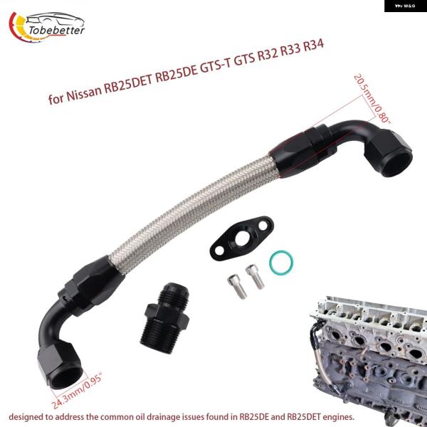 並行輸入品 日産 R32 R33 R34 FULL FLOW VCT シリンダー ヘッド オイルドレン リターン キット ブロック -10AN オスフィッティング RB25DET RB25DE