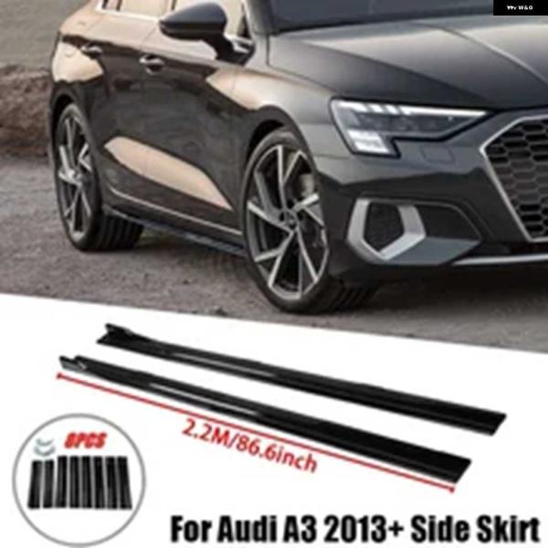 【並行輸入品】アウディ アクセサリー A3 セダン 2013+ 車用 サイドスカート エクステンションセット ロッカー パネル リップ バンパー ABS 8個