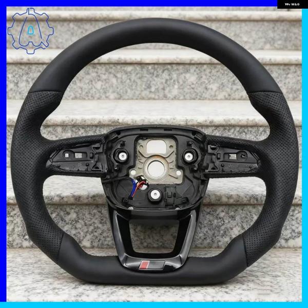 並行輸入品アウディ Q5 FY Q7 4Mに適合ヒーター付き ステアリングホイール フラットボトムスポーツレザー ステアリングホイール オールブラック