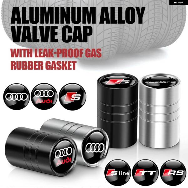 並行輸入品 4個 タイヤ バルブ カバー 車用タイヤホイールステムエア バルブ キャップアクセサリー アウディ OOOO RS S SLIEN AUTTRO T
