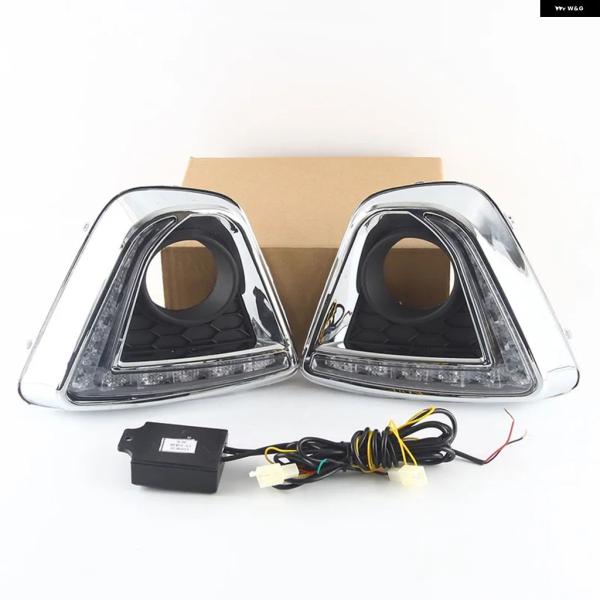 並行輸入品 マツダ CX-5 2012 2013 2014 12V LED DRL デイライト イエロー ウィンカー カー ヘッドライト デイタイム フォグラン