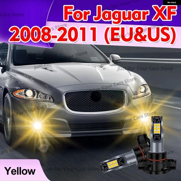 並行輸入品 2個 3000K イエロー LED DRL フォグランプ バルブ 12V ジャガー XF 2008 - 11 EUUS オートランプ 5201 52