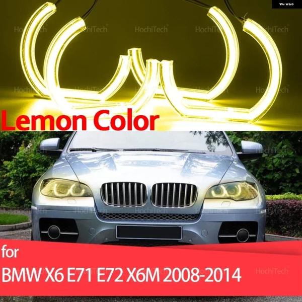 並行輸入品 BMW E71 E76M X6 2008-2014用 デイライト DRL エンジェルアイ LED CSL スタイル レモンイエロー ヘッドライト リ