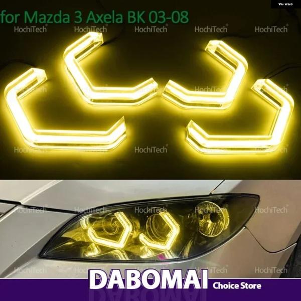 並行輸入品 マツダ 超高輝度M4 スタイル LED エンジェルアイ キット リングレモンイエローカラー ヘッドライト ランプDRL 3アクセラBKセダン2003