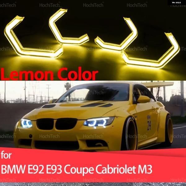 並行輸入品 BMW E92 E93 クリスタル M4 スタイル レモンイエロー リング エンジェルアイ LED ライト キット DRL クーペ カブリオレ M3