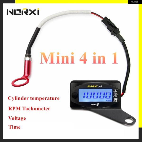 並行輸入品 MINI オートバイ シリンダー ヘッド温度電圧時間回転数を表示NORXI 4 IN 1 LED デジタル ディスプレイ クワッドメーター ホルダー