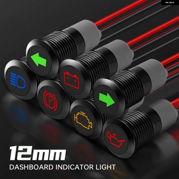 並行輸入品 12MM ダッシュボード インジケーター ライト 12V 車用 ウィンカー トラブルランプ ハイビーム 防水 ハザード灯 300MM ワイヤー
