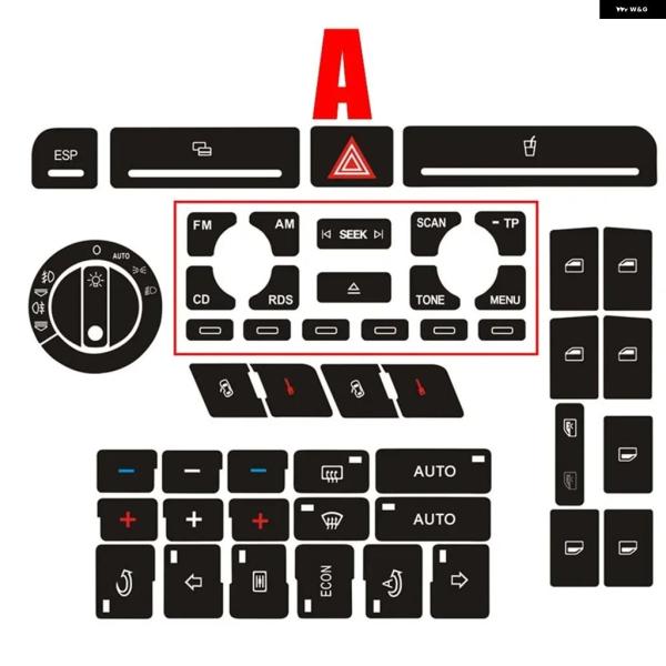 並行輸入品 アウディ A4 B6 B7用フロント ラジオ ボタン デカール ステッカー パワーウィンドウスイッチ ボタン リペア キット アラームクライメート 