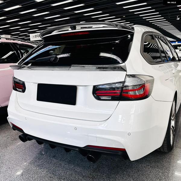 並行輸入品 BMW 3シリーズ F31 ツーリングワゴン 2013-2019用 リア トランク ルーフ スポイラー ウィング カーボン調/ テールアッパースプリ