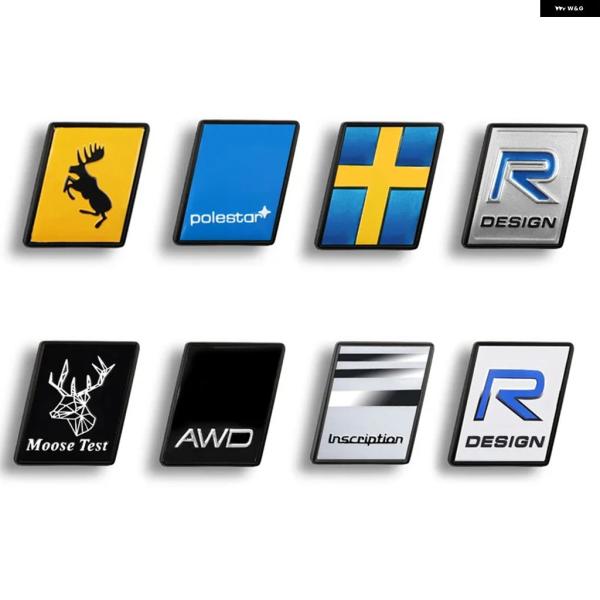 並行輸入品 ボルボ V40 XC60 XC90 C30 V60 3DメタルクロームRデザインAWDバッジスウェーデン国旗ムース トランク カーサイドサイドバッジ ステッカー V50用
