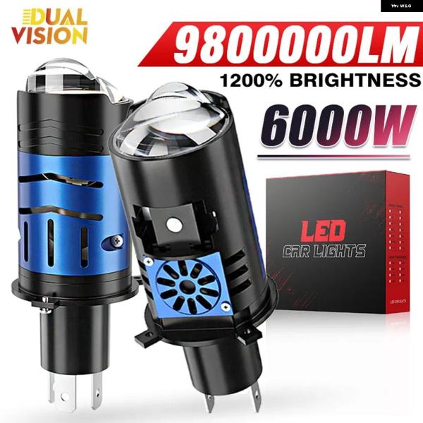 並行輸入品 H4 LED プロジェクター レンズ カー ヘッドライト CANBUS超高輝度6500Kホワイト12V/24VランプターボファンH4ロー/ハイビームCARMOTO
