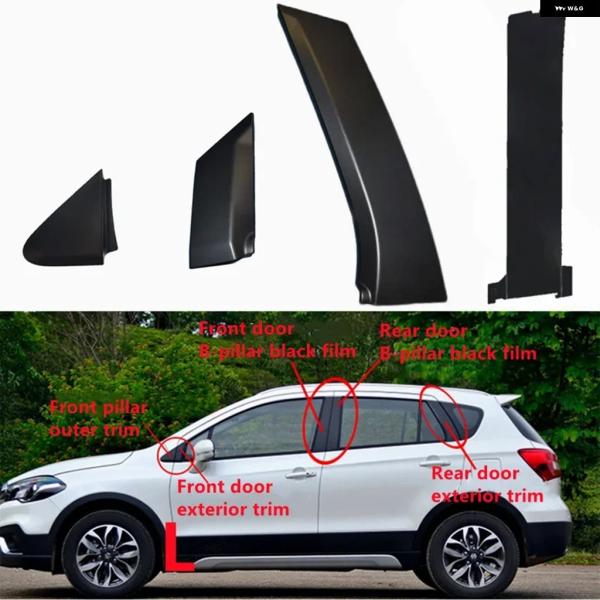並行輸入品 スズキ S-CROSS SX4 CROSS フロント/リア ドアモールディング トリム パネル 装飾 ポスト カバー アウター ピラー ガーニッシュ