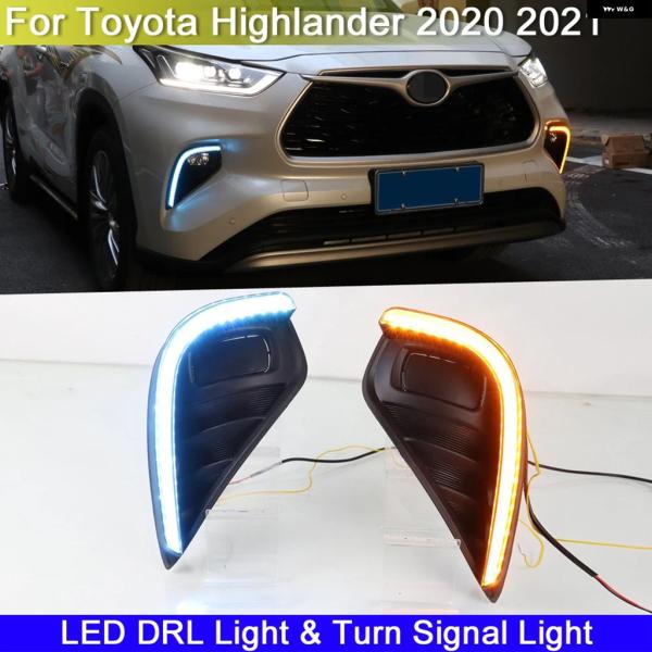 並行輸入品 トヨタ ハイランダー 2020 2021 フロント フォグ ハザード灯 DRL ライト ナイト ドライビング ウィンカー ホワイト ブルー 3-IN-1