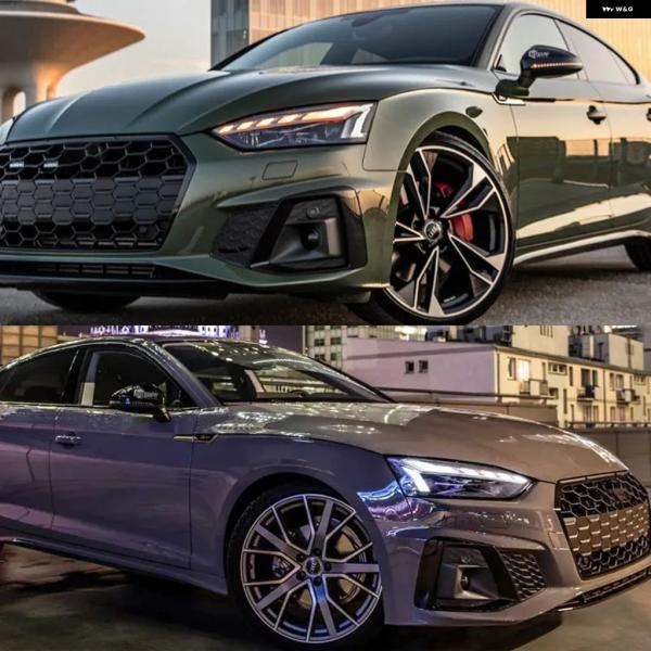 並行輸入品 アウディ A5 Sライン クーペ スポーツバック 左右フロント バンパー フォグランプ グリル カバー ハニカム メッシュ 2020-2023