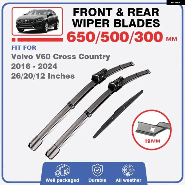 並行輸入品 ボルボ V60 クロスカントリー 2016 - 2024 フロントリア ワイパー ブレード フロントガラス ウィンドウゴムブラシ 2 6 インチ 2