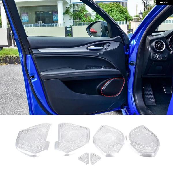 並行輸入品 アルファロメオ ステルヴィオ 2017-2023用 ステンレス 車用ドア オーディオ スピーカー ホーン フレーム カバー トリム ステッカー 車用